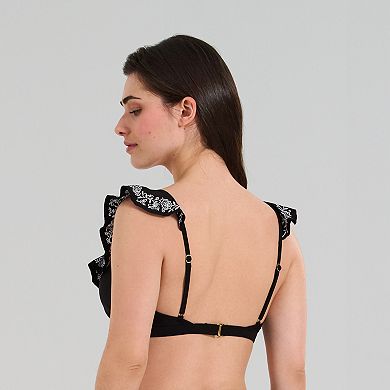 Women's Freshwater Embroidered Ruffle Bra Swim Top