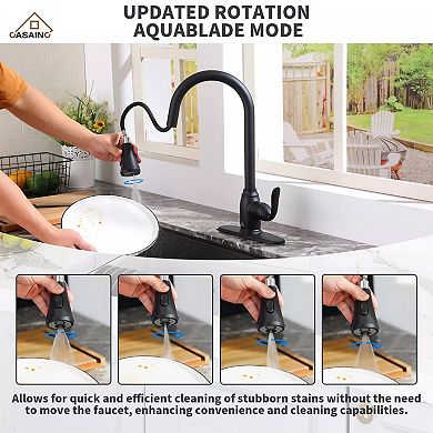 Casainc 3-function Spray Head Kitchen Sink Faucet With Pull Down Sprayer