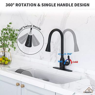 Casainc 3-function Spray Head Kitchen Sink Faucet With Pull Down Sprayer