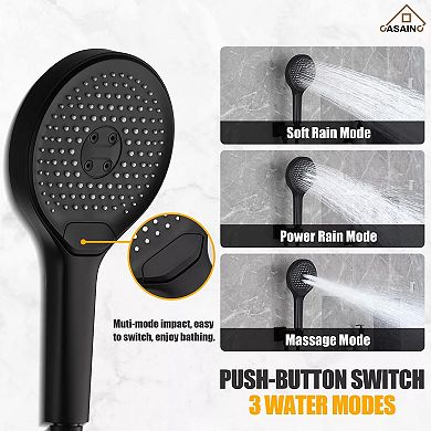 Casainc 5-spray Shower Head Round Wall Mount Fixed And Handheld Shower Head