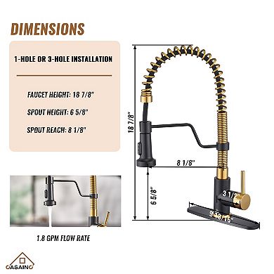 Single Handle Kitchen Faucet 1.8 Gpm With Pull Down With Three Functions