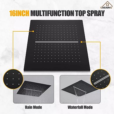 Casainc 5-spray Patterns 16" Square Ceiling Mount Fixed And Handheld Shower Head