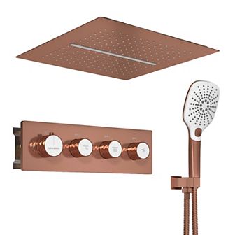 Casainc 5-spray Patterns 16" Square Ceiling Mount Fixed And Handheld Shower Head
