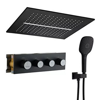 Casainc 5-spray Patterns 16" Square Ceiling Mount Fixed And Handheld Shower Head