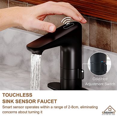Casainc Sensor Touchless Single Handle Single Hole Vanity Sink Bathroom Faucet