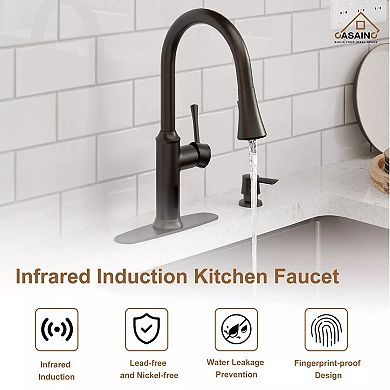 Casainc Smart Kitchen Faucet With Pull Down Sprayer And Touchless Technology