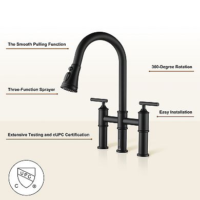 Double-handle Kitchen Faucet With Pull-out Sprayer Infrared Induction