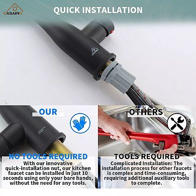 Led Temperature Control Kitchen Faucet W/360° Swivel And Magnetic Pull-out Head