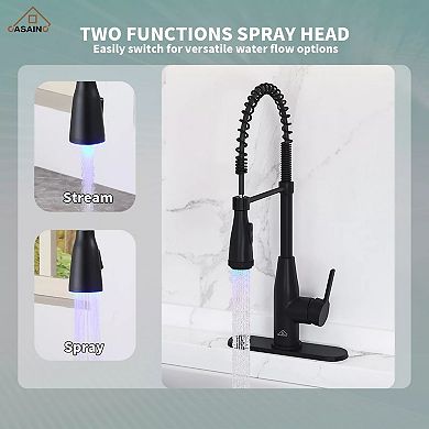 Led Temperature Control Kitchen Faucet W/360° Swivel And Magnetic Pull-out Head