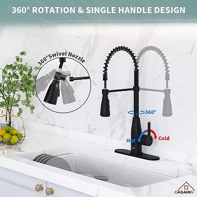 Led Temperature Control Kitchen Faucet W/360° Swivel And Magnetic Pull-out Head