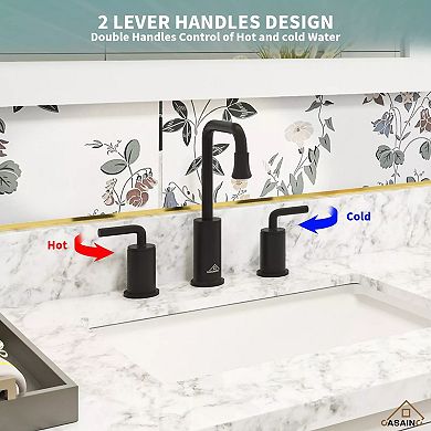 Casainc 8-inch Bathroom Sink Faucet With Led Temperature-responsive