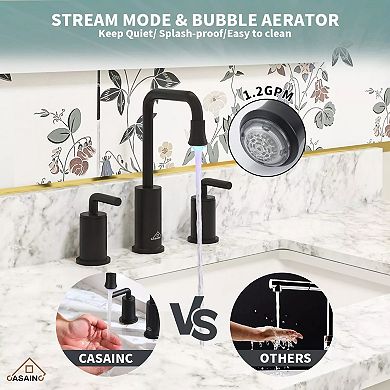 Casainc 8-inch Bathroom Sink Faucet With Led Temperature-responsive