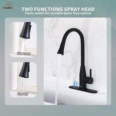 Casainc Touchless Kitchen Faucet W/dual Spray 360° Rotation & Pull Down Sprayer