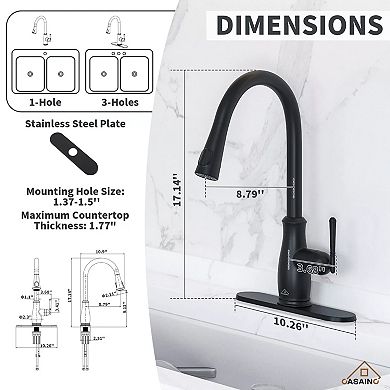Casainc Pull Down Sprayer Kitchen Faucet With Digital Temperature Display