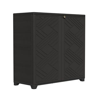 Outdoor Storage Cabinet Waterproof with 1 Shelf, Resin Outdoor Storage Sheds for Patio/Garden