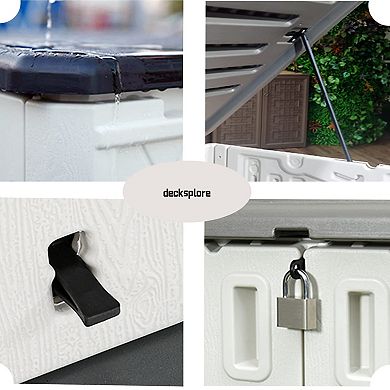 Storage Shed Outdoor with Floor 27 Cu Ft Capacity Plastic Storage Shed with Lockable Double Doors