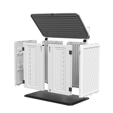 Storage Shed Outdoor with Floor 27 Cu Ft Capacity Plastic Storage Shed with Lockable Double Doors