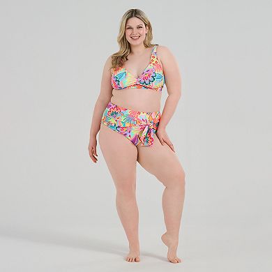 Plus Size Freshwater Shirred Front Triangle Bra Swim Top