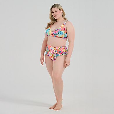 Plus Size Freshwater Shirred Front Triangle Bra Swim Top