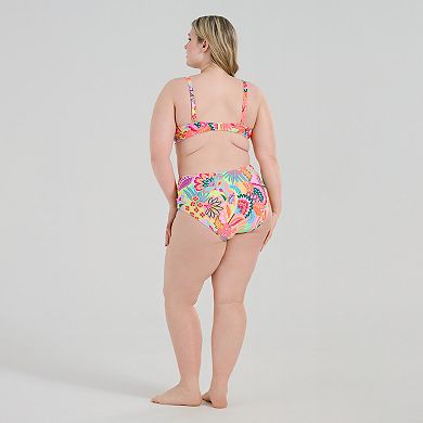 Plus Size Freshwater Shirred Front Triangle Bra Swim Top