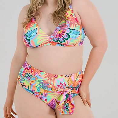 Plus Size Freshwater Shirred Front Triangle Bra Swim Top