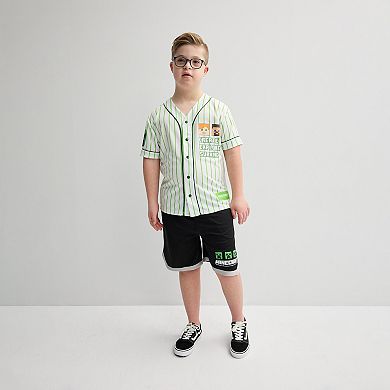 Boys 8-20 Minecraft Meshy Graphic Baseball Shorts