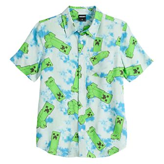 Boys 8-20 Minecraft Short Sleeve Graphic Woven