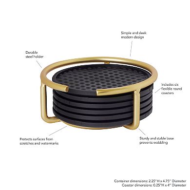 Spectrum Euro Gold Coaster Container & Coaster Set