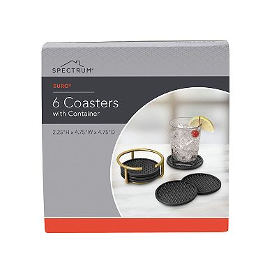 Spectrum Euro Gold Coaster Container & Coaster Set