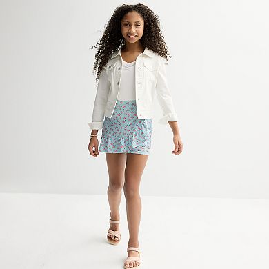 Girls 7-16 Mini Society Knit Eyelet Wrap Skort