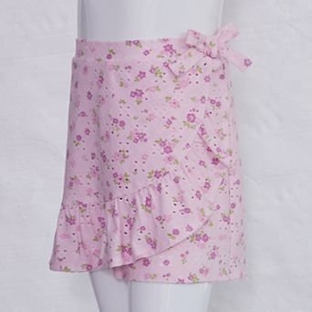 Girls 7-16 Mini Society Knit Eyelet Wrap Skort