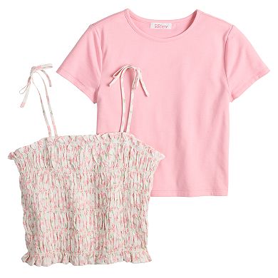 Girls 7-16 Mini Society 2-pc. Smocked Tank Top & Short Sleeve T-Shirt Set