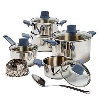 T-Fal Essentials 12 pc Stainless Steel Pots Cookware Set