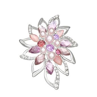 Napier Silver Tone Cluster Stone Pin