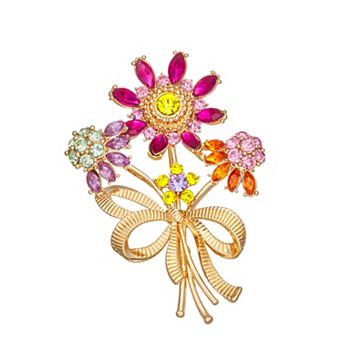 Napier Gold Tone Flowers Pin