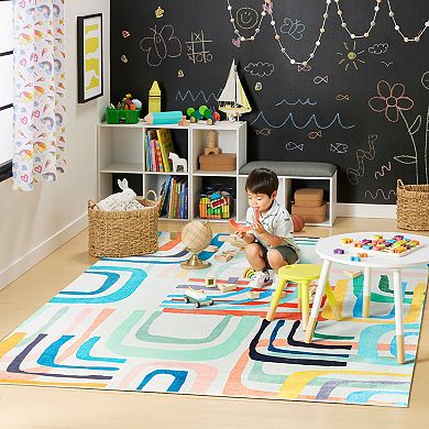 Town & Country Play Jovie Rainbow Party Kids Washable Area Rug