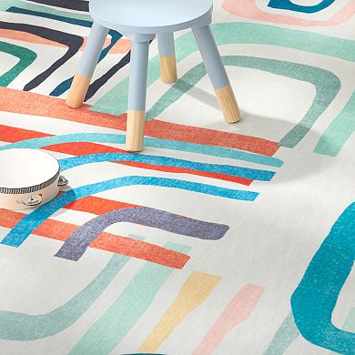 Town & Country Play Jovie Rainbow Party Kids Washable Area Rug