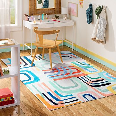 Town & Country Play Jovie Rainbow Party Kids Washable Area Rug