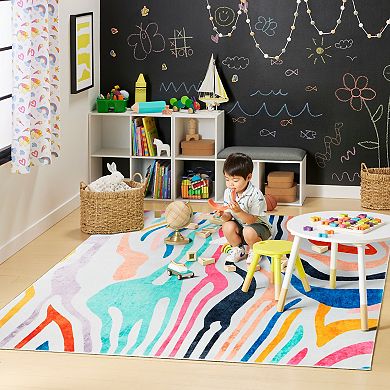 Town & Country Play Leta Zebra Stripe Kids Washable Area Rug