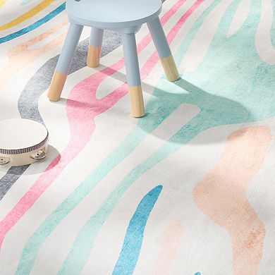 Town & Country Play Leta Zebra Stripe Kids Washable Area Rug