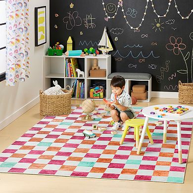 Town & Country Play Niko Checkmate Kids Washable Area Rug