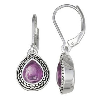 Napier Silver Tone White Simulated Opal Teardrop Leverback Earrings