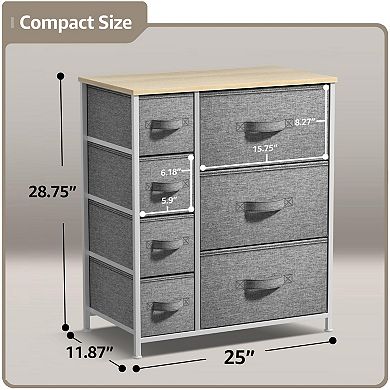 Sorbus 7 Drawers Dresser With Steel Frame, Wood Top, Handles - Storage For Bedroom, Home, Etc
