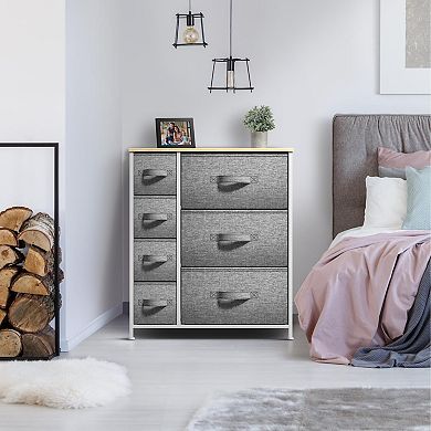 Sorbus 7 Drawers Dresser With Steel Frame, Wood Top, Handles - Storage For Bedroom, Home, Etc