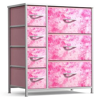 Sorbus Dresser with 7 Drawers - Storage Organizer with Steel Frame, Wood Top, Handles, Fabric Bins