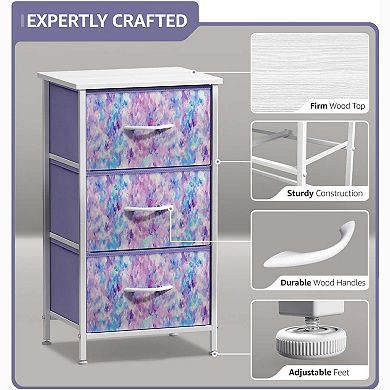 Sorbus 3 Drawers Nightstand With Steel Frame, Wood Top - Great For Home, Bedroom, Office & More