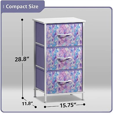 Sorbus 3 Drawers Nightstand With Steel Frame, Wood Top - Great For Home, Bedroom, Office & More