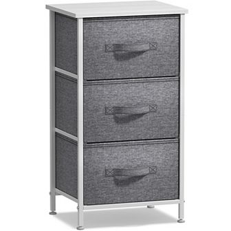 Sorbus 3 Drawers Nightstand With Steel Frame, Wood Top - Great For Home, Bedroom, Office & More