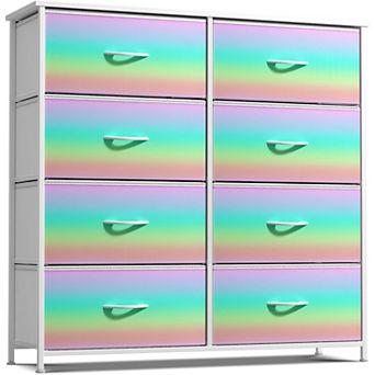 Sorbus 8 Drawers Dresser- Storage Unit with Steel Frame, Wood Top, Fabric Bins