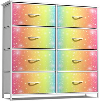 Sorbus 8 Drawers Dresser- Storage Unit with Steel Frame, Wood Top, Fabric Bins